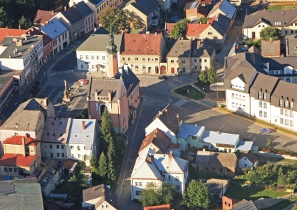Letecký pohled na střed města